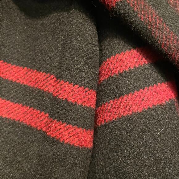 Ann Taylor Wool Blend Plaid Long Coat | Double Breasted Black Gray Red NWOT $300 - Picture 13 of 14